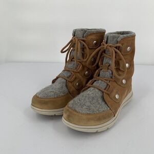 Sorel Explorer Joan Boots, Camel Brown & Gray M, Women's 6.5  EUR 37.5 Snow EUC